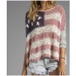 Free People Women's Crochet Flag Oversized Sweater Size Small
